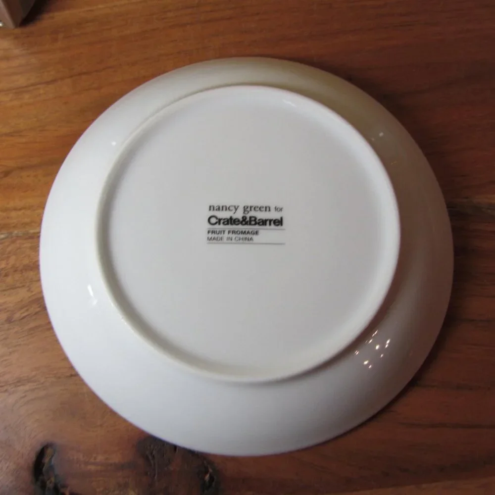 3 for $24 crate & barrel nancy green fruit fromage appetizer plate apple (W3972)